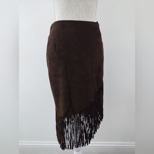 JOHN PATRICK'S SUEDE FRINGE SKIRT